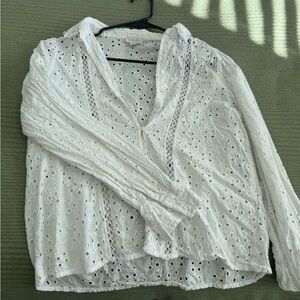 Chic White Eyelet Blouse for Women